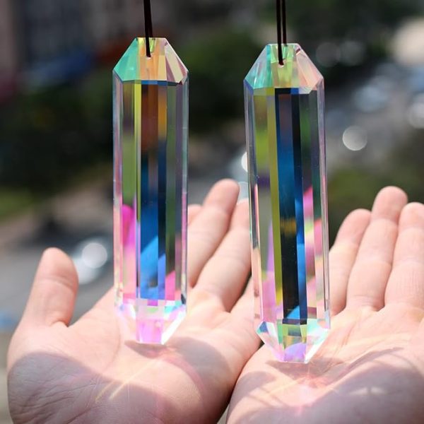 2PCS 5" Large Suncatchers Crystal Prisms, STINO Hanging Sun Catcher with Glass Prism, Rainbow Maker for Windows, Room, Garden Fantasy Aesthetic Home Decor (1, Rectangle ABColor 2Pcs) - Image 5