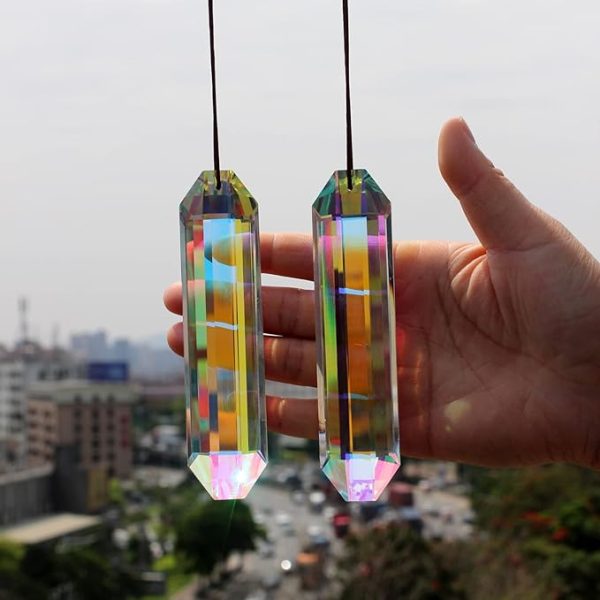 2PCS 5" Large Suncatchers Crystal Prisms, STINO Hanging Sun Catcher with Glass Prism, Rainbow Maker for Windows, Room, Garden Fantasy Aesthetic Home Decor (1, Rectangle ABColor 2Pcs) - Image 6