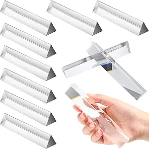 Syhood 10 Pack Clear Triangular Prisms Optical Glass Prisms Photography Crystal Prisms for Teaching Light Spectrum Physics Students Photography Effects Science(6 Inch)