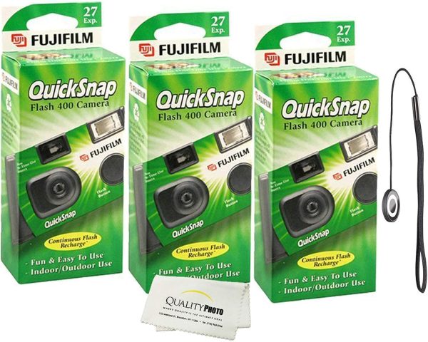 Fujifilm QuickSnap Flash 400 Disposable 35mm Camera + Quality Photo Microfiber Cloth