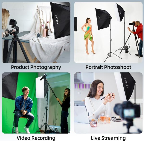Skytex Softbox Lighting Kit(2Pack), 20x28in Soft Box | 85W 2700-6400K E27 LED Bulb Continuous Photography Lighting, Photo Studio Lights Equipment for Camera Shooting, Video Recording - Image 8